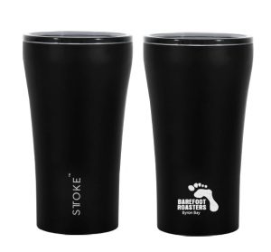 Barefoot Roasters 12oz black sttoke travel cup